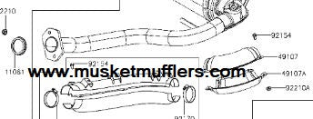 KAF700 Front pipe Mule Musket Mufflers NZ